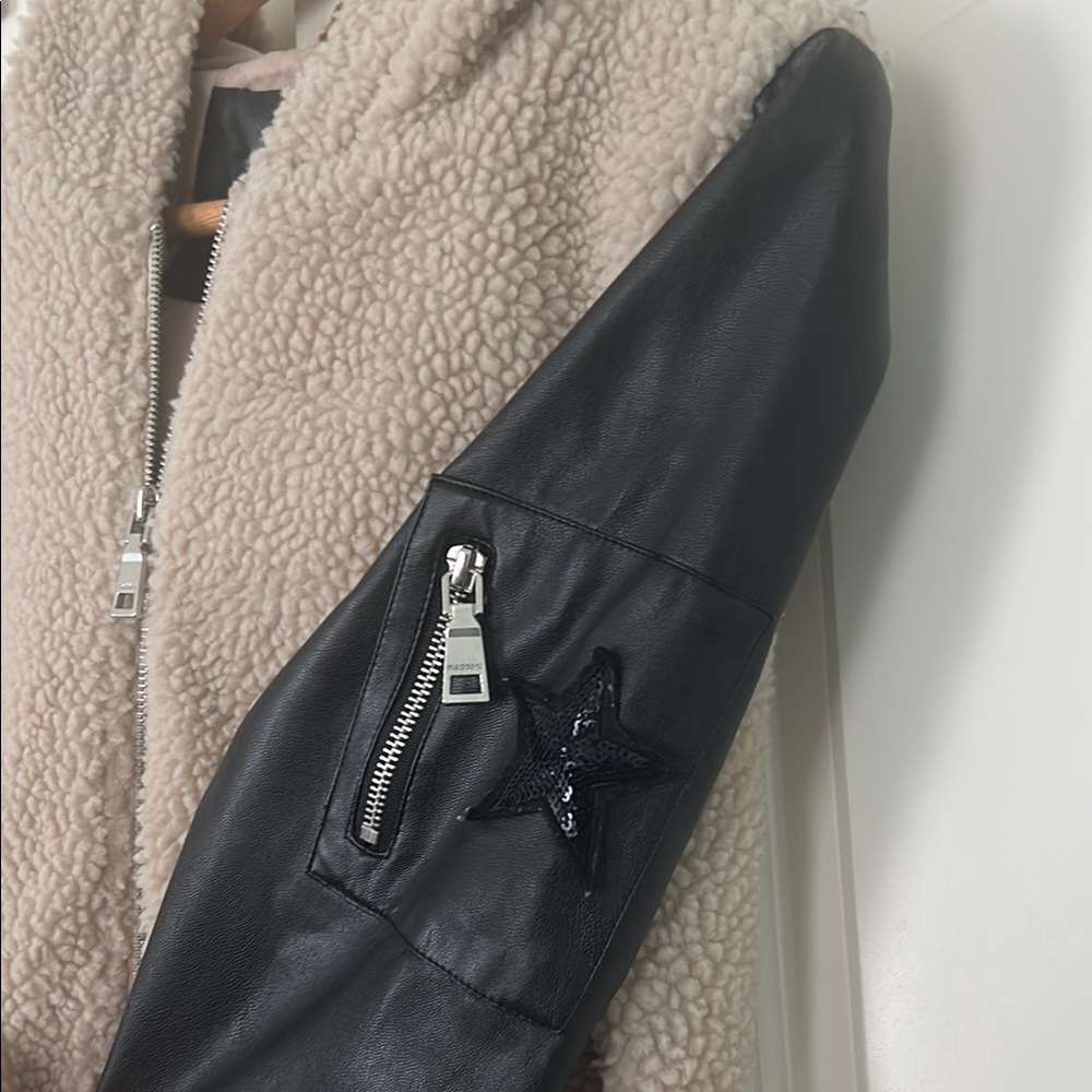 Beige and Black Varsity Jacket - Picture 3 of 4
